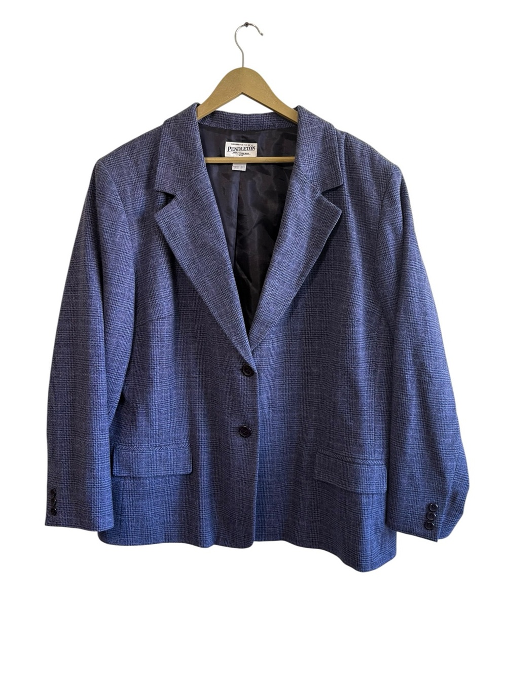 Pendleton Size 22W Blue Houndstooth Button Up Blazer Suit Jacket Formal Business